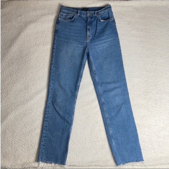 ASOS Denim Jeans High Rise High Waist Raw Hem Strech Size 30 - Picture 3 of 12